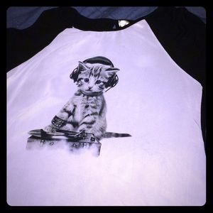 Silky cat dj t-shirt